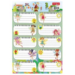 Etichete scolare 10 buc./set, 75x40 mm, Tanex, motiv Zane