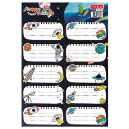 Etichete scolare 10 buc./set, 75x40 mm, Tanex, motiv Cosmos