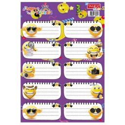 Etichete scolare 10 buc./set, 75x40 mm, Tanex, motiv Smiley