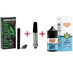 Euphoria Set baterie Vaporizator Pen + Cartus 510 + 50ml E-Liquid CBD 1500mg Star Dawg Orange County