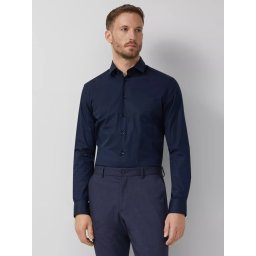 s.Oliver BLACK LABEL, Camasa barbati din amestec de bumbac, cu croiala Tailored fit, Bleumarin inchis (SELECTATI MARIMEA: 43)