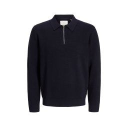 JACK & JONES Pulover Jprblamilano Stitch Zip 12281743 19-3924 TCX night sky