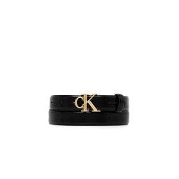 CALVIN KLEIN Curea Round Ck Buckle Smooth LV04F7074G YIH black/antique light gold