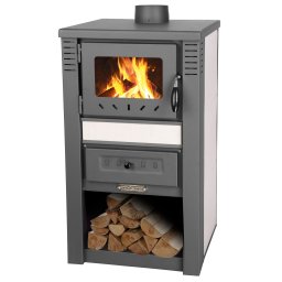 Soba pe lemne Nova Ceramic alba, 7,5 kW, evacuare 120 mm