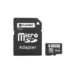 Card microSD 16GB Clasa 10 cu adaptor SD, Platinet, pentru telefon/camera
