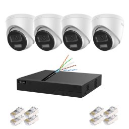 Kit supraveghere IP HiLook 4 camere 4K 8MP PoE cu audio si NVR 4 canale