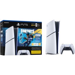 Consola PlayStation 5 Digital Edition (PS5) Slim, E-Chassis, Fortnite Flowering Chaos Bundle, Alb-Negru