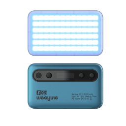 Lampa LED On-Camera Weeylite S05, RGB, 2800-6800K, 108 LED-uri cu un indice ridicat CRI 95+, Albastru