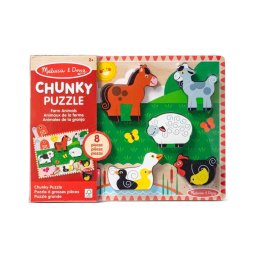 Puzzle din lemn Melissa & Doug Spin Master - Animale de la Ferma 8 piese 2 Ani+