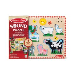 Puzzle din lemn cu sunete Melissa & Doug Spin Master - Animale de la Ferma 2 Ani+