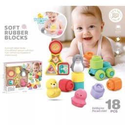 Set de cuburi moi cu animăluțe – 18 piese