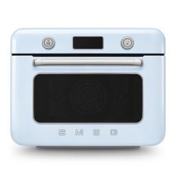 Mini-cuptor cu functie combinata pentru gatit cu abur Smeg COF01PBEU, 1800 W, 10 functii, Ecran LCD, 40-230°C, Albastru pastel
