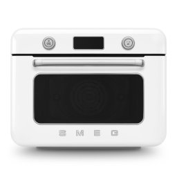 Mini-cuptor cu functie combinata de gatit cu abur Smeg COF01WHEU, 1800 W, 10 functii, Ecran LCD, 40-230°C, Alb