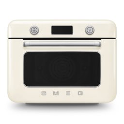 Mini-cuptor cu functie combinata de gatit cu abur Smeg COF01CREU, 1800 W, 10 functii, Ecran LCD, 40-230°C, Crem