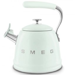 Ceainic cu fluier Smeg CKLW2001PG, 2,3 l, pentru plite cu inducție, mâner care nu se încălzește, oțel, verde pastel