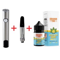 Set Baterie Vaporizator Pen BL USB-C LED + Cartus 510 pod + E-Liquid CBD 1500mg Super Lemon Haze Orange County Cali 50ml