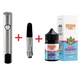 Set Baterie Vaporizator Pen BL USB-C LED + Cartus 510 + E-Liquid CBD 1500mg Sunset Sherbet Orange County Cali 50ml