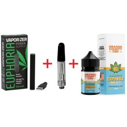 Euphoria Set baterie Vaporizator Pen + Cartus 510 + E-Liquid CBD 1500mg Pineapple Express Orange County Cali 50ml