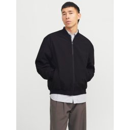 Jack & Jones, Jacheta bomber, barbati, cu buzunare oblice fara fermoar, Negru (SELECTATI MARIMEA: M)