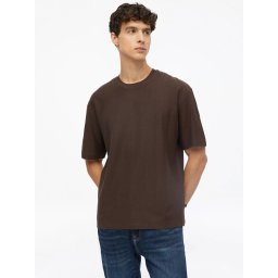 s.Oliver Tricou barbati, la baza gatului, din bumbac, Relaxed Fit, Maro inchis (SELECTATI MARIMEA: S)