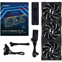 LIAN LI UNI FAN TL LCD Wireless 120mm inversa légáramlás 3 bucăţi set negru