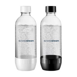 Set de sticle pentru carbonatare SodaStream Jet, 1 l, 2 buc., fără BPA, potrivite pentru mașina de spălat vase, negru