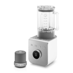 Blender Smeg Collezione BLC02WHMEU, 1400 W, 1,5 l, 22 000 rpm, 5 programe, 9 viteze, Măcinare gheață, Oțel inoxidabil, Alb/Inox