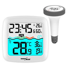 Termometru pentru piscină Stație meteo, rază de 60 m, senzor plutitor, temperatură, timp, calendar, DCF, GB216