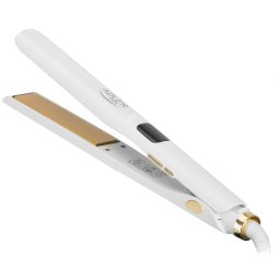 Placă de îndreptat părul AD 2330 albă, plăci ceramice, 5 setări de temperatură 150–230°C, plăci plutitoare 25 x 110 mm, afișaj LED, oprire automată, cablu rotativ