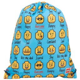 Sac sport LEGO Minifigurine albastru pentru copii, 10L, cu snur