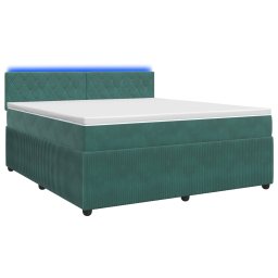 Pat boxspring cu saltea Verde închis 140 x 200 cm Catifea GartenMobel Dekor