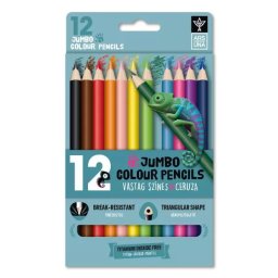 Ars Una: Creion colorat triunghiular gros cu ascuțitoare - set de 12 bucăți.