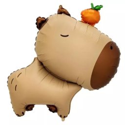 Balon din folie capybara cu portocală pe cap - 47 x 64 cm