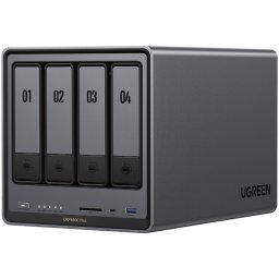 NAS UGREEN NASync DXP4800PLUS-35261 cu procesor Intel Pentium Gold 8505 5-core 3.3 Ghz, 8GB DDR5, 4-bays, port 2.5G, port 10GB, Black