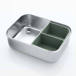 Cutie de pranz pentru alimente, din inox, cu compartimente din silicon, capac din silicon, fara BPA, lavabile in masina de spalat vase, Reer Lunchbox