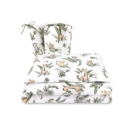 Lenjerie patut 3 piese, qmini, pentru patut 140x70 cm, cu protectie laterala, din bumbac certificat oeko tex standard 100, safari