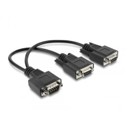 Splitter Y serial D-Sub 9 pini la 2 x D-Sub 9 pini T-M 0.25m Negru, Delock 67444
