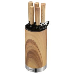 Set de cuțite de bucătărie Klausberg KB 9036, 7 piese, oțel inoxidabil, aspect de lemn, suport, maro