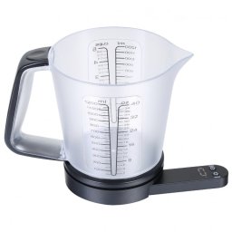 Cântar de bucătărie cu cană gradată Kinghoff KH 1829, 1,5 l, până la 5 kg, TARA, oprire automată, negru