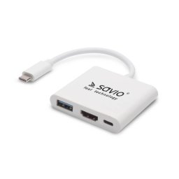SAVIO AK-48 USB Typ C - HDMI, USB 3.0, PD, USB Type-C White