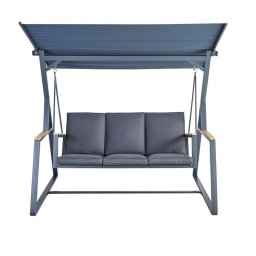 Balansoar gradina, pentru 3 persoane, otel/textil, 203 x 130 x 175 cm, gri