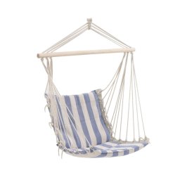 Hamac tip scaun, textil, 90 x 110 cm, alb/albastru