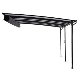 Pergola gradina, pentru perete, aluminiu/otel, 400 x 350 cm, H 270 cm, gri