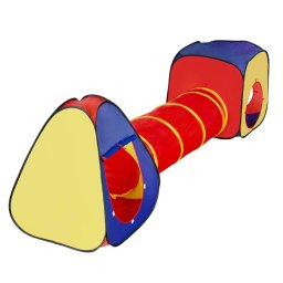 Cort de joaca copii 3 in 1 pliabil cu tunel, pop-up, multicolor, 300 cm