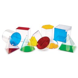 Corpuri geometrice gigant transparente pentru invatare si masurare, 10 piese