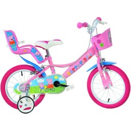 Bicicleta pentru copii 14 inch Peppa Pig cu roti ajutatoare si cosulet