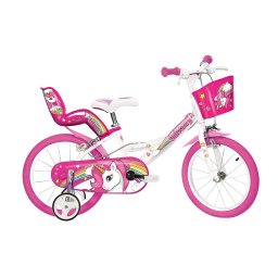 Bicicleta pentru copii 16 inch Unicorn, cu roti ajutatoare si cosulete