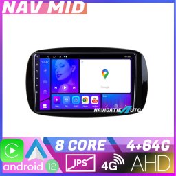 Navigatie Smart ForTwo 2015 Android 12, 4GB RAM, 64GB, 720P, CarPlay