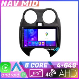 Navigatie Nissan Micra 2010-2014 Android 12, 4GB RAM, 64GB, CarPlay