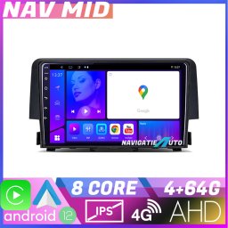 Navigatie Honda Civic 2016-2020 Android 12, 4GB RAM, 64GB, CarPlay